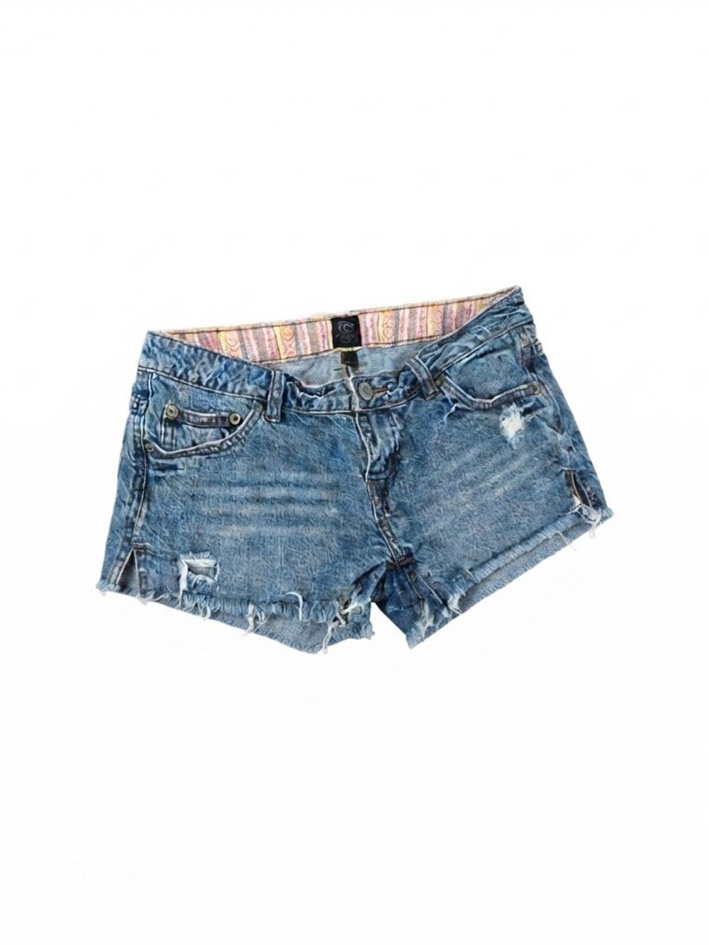Rip Curl Denim Vintage Low Rise Distressed Raw Hem Denim Shorts Size 5
